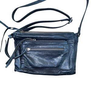 Day & Mood Anni Crossbody Midnight Black Leather Crossbody Bag